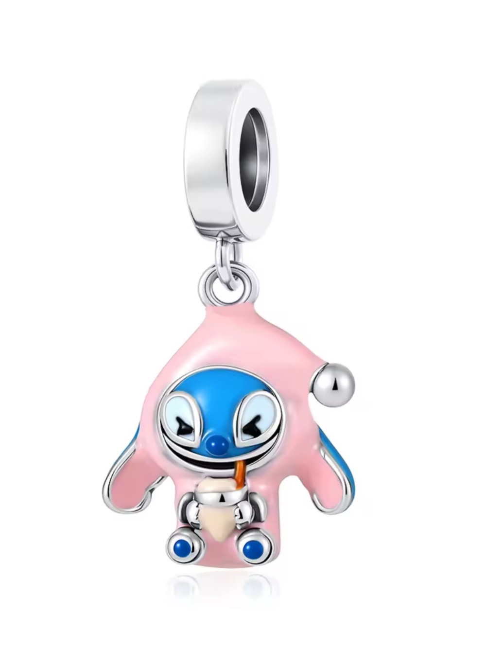 Silver Pink & Blue Enamel Small Pet Charm Pendant
